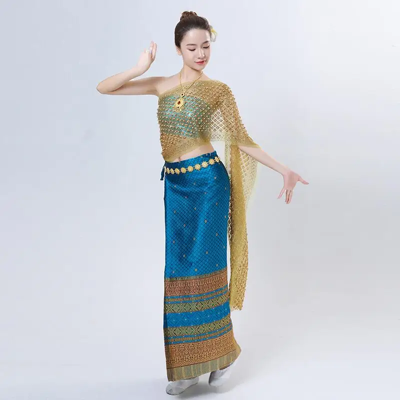 Thailand Traditional Clothing thai women dress One-shoulder Tops Shawl Party festival stage wear summer asian costume
Thailand Traditional Clothing thai women dress One-shoulder Tops Shawl Party festival stage wear summer asian costume