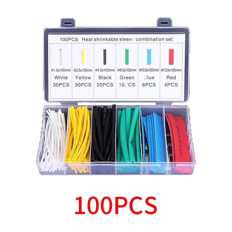 100PCS Wire Heat Shrink Tube Cable Sleeves Car Electrical Cable Tube Kits Color Heat Shrinking Tube Tubing Wrap Sleeve
100PCS Wire Heat Shrink Tube Cable Sleeves Car Electrical Cable Tube Kits Color Heat Shrinking Tube Tubing Wrap Sleeve