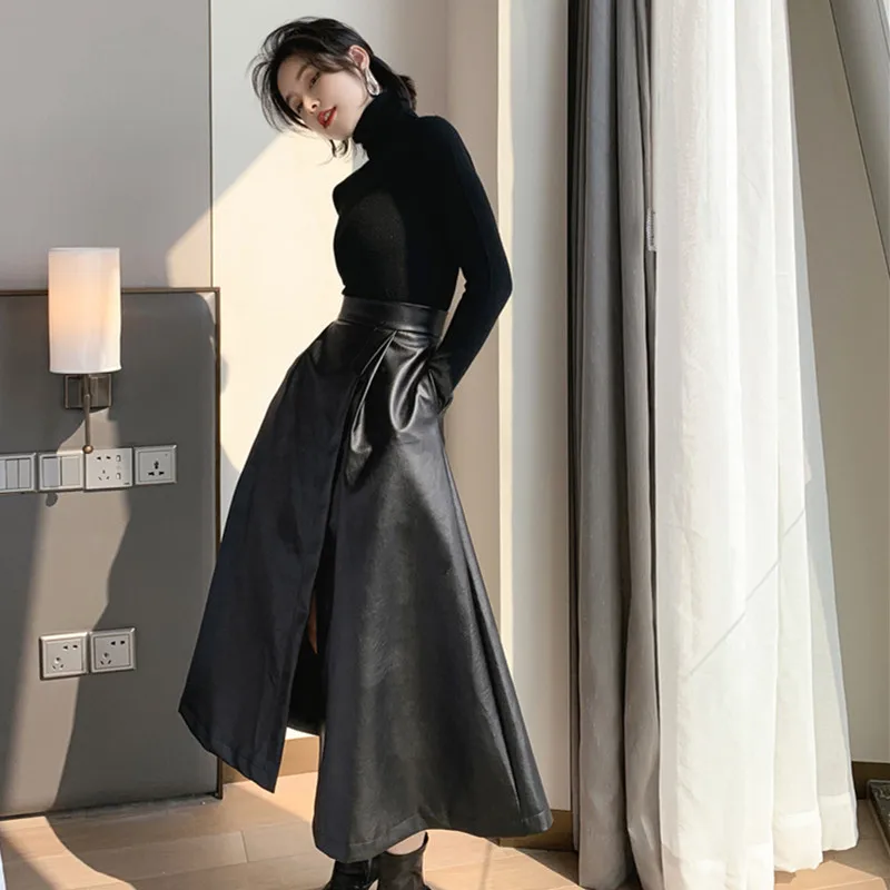 INS Hot 2 Piece Set 2020 Autumn High End Women Suit Full Sleeve Turtleneck Knit Top and PU Skirt Two Piece Set Party Vestidos
INS Hot 2 Piece Set 2020 Autumn High End Women Suit Full Sleeve Turtleneck Knit Top and PU Skirt Two Piece Set Party Vestidos