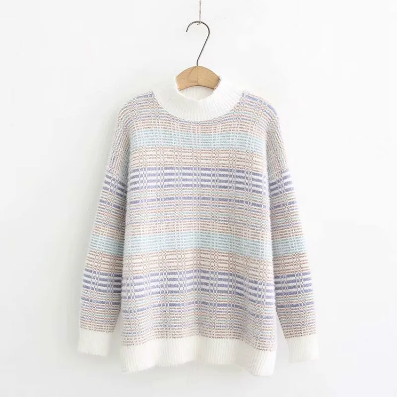 Fall Winter Korean Sweater Women Round Collar Long Sleeve Stripe Knitted Pullover Female Casual Fashion Bottom Jumper Top H9461
Fall Winter Korean Sweater Women Round Collar Long Sleeve Stripe Knitted Pullover Female Casual Fashion Bottom Jumper Top H9461