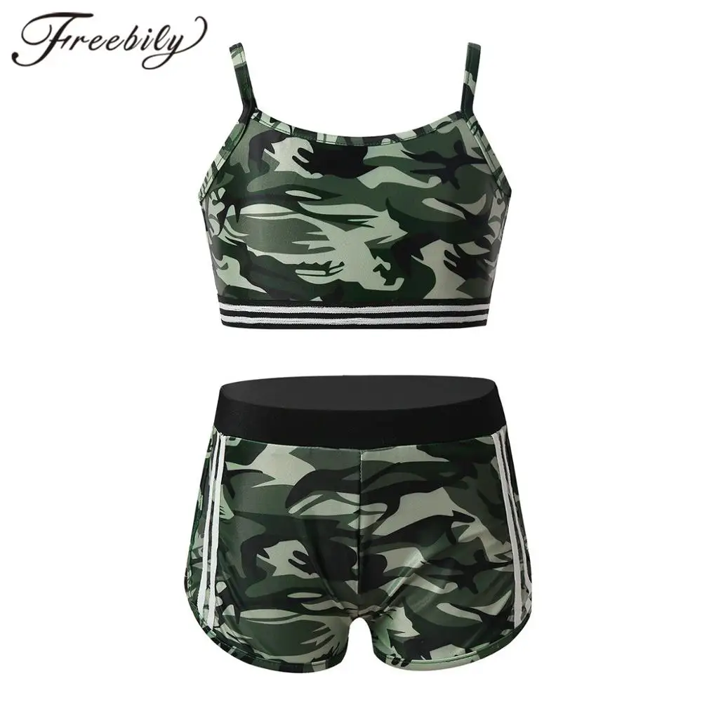 Camouflage Sleeveless Crop Top with Bottoms for Kids Tracksuit Set for Girls, Tankini Activewear Outfit for Gymnastics
Camouflage Sleeveless Crop Top with Bottoms for Kids Tracksuit Set for Girls, Tankini Activewear Outfit for Gymnastics