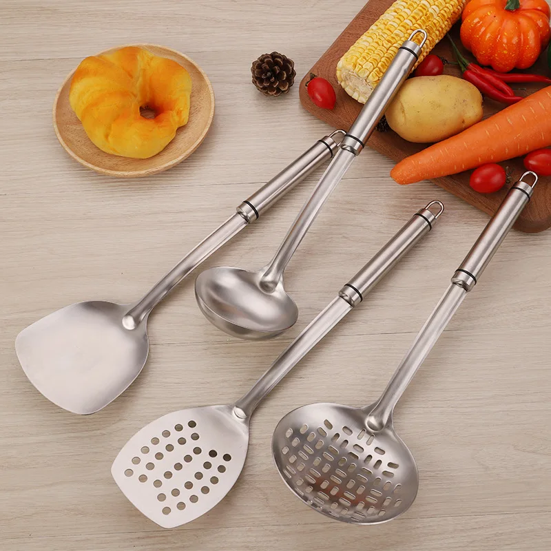 304 stainless steel kitchenware set spatula spoon thickened insulation kitchen cooking spatula egg beater household kitchenware.
304 stainless steel kitchenware set spatula spoon thickened insulation kitchen cooking spatula egg beater household kitchenware.