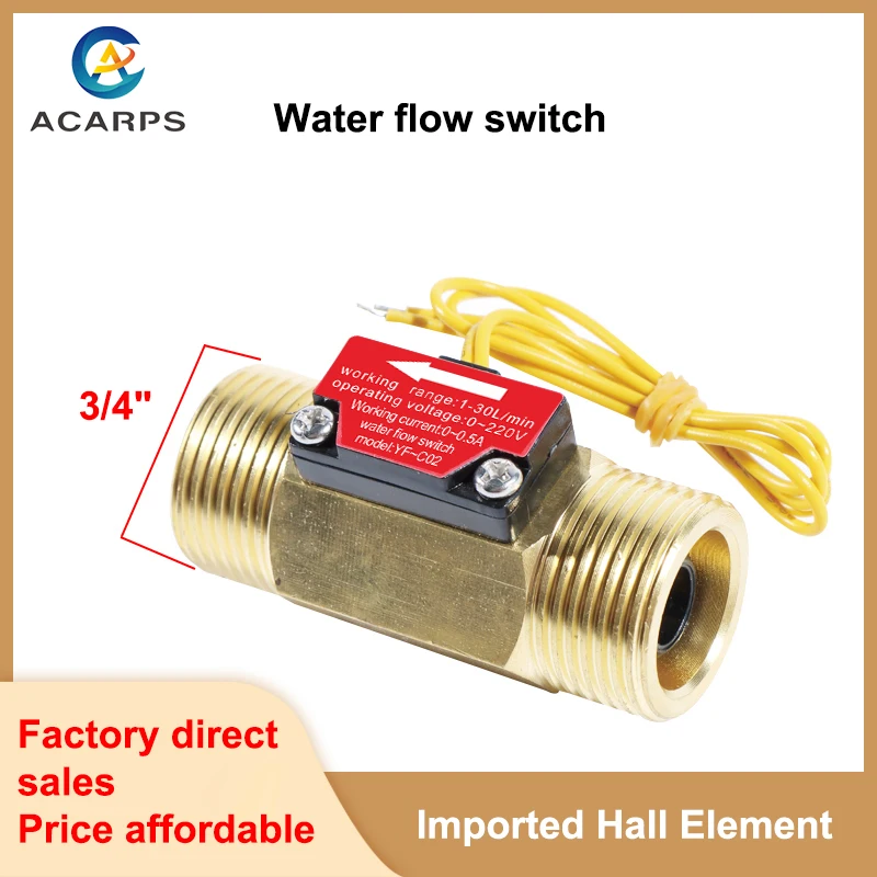 3/4" Water Flow Switch Brass External Thread DN15 Liquid Water Flow Sensor Induction Switch AC220V
3/4" Water Flow Switch Brass External Thread DN15 Liquid Water Flow Sensor Induction Switch AC220V