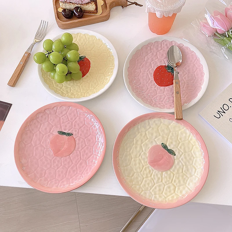 Kawaii Strawberry Peach Plate For Food Ceramics Cute Pink Breakfast Cake Snack Fruit Dessert Decorative Dish Kitchen Tableware
Kawaii Strawberry Peach Plate For Food Ceramics Cute Pink Breakfast Cake Snack Fruit Dessert Decorative Dish Kitchen Tableware