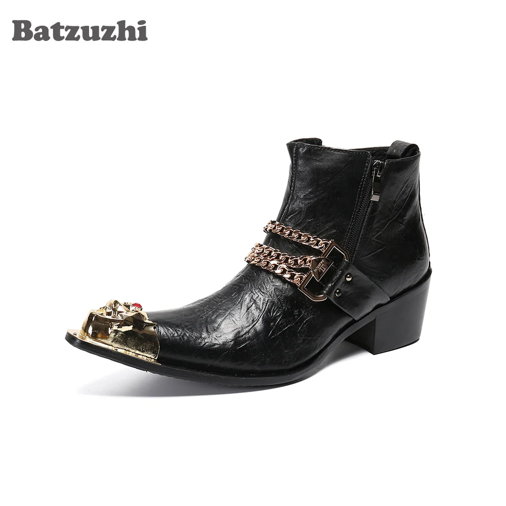 Batzuzhi Men's Boots Fashion Pointed Toe Genuine Leather Ankle Boots Men Black/Red Party and Wedding Dress Botas, Big Size US12
Batzuzhi Men's Boots Fashion Pointed Toe Genuine Leather Ankle Boots Men Black/Red Party and Wedding Dress Botas, Big Size US12