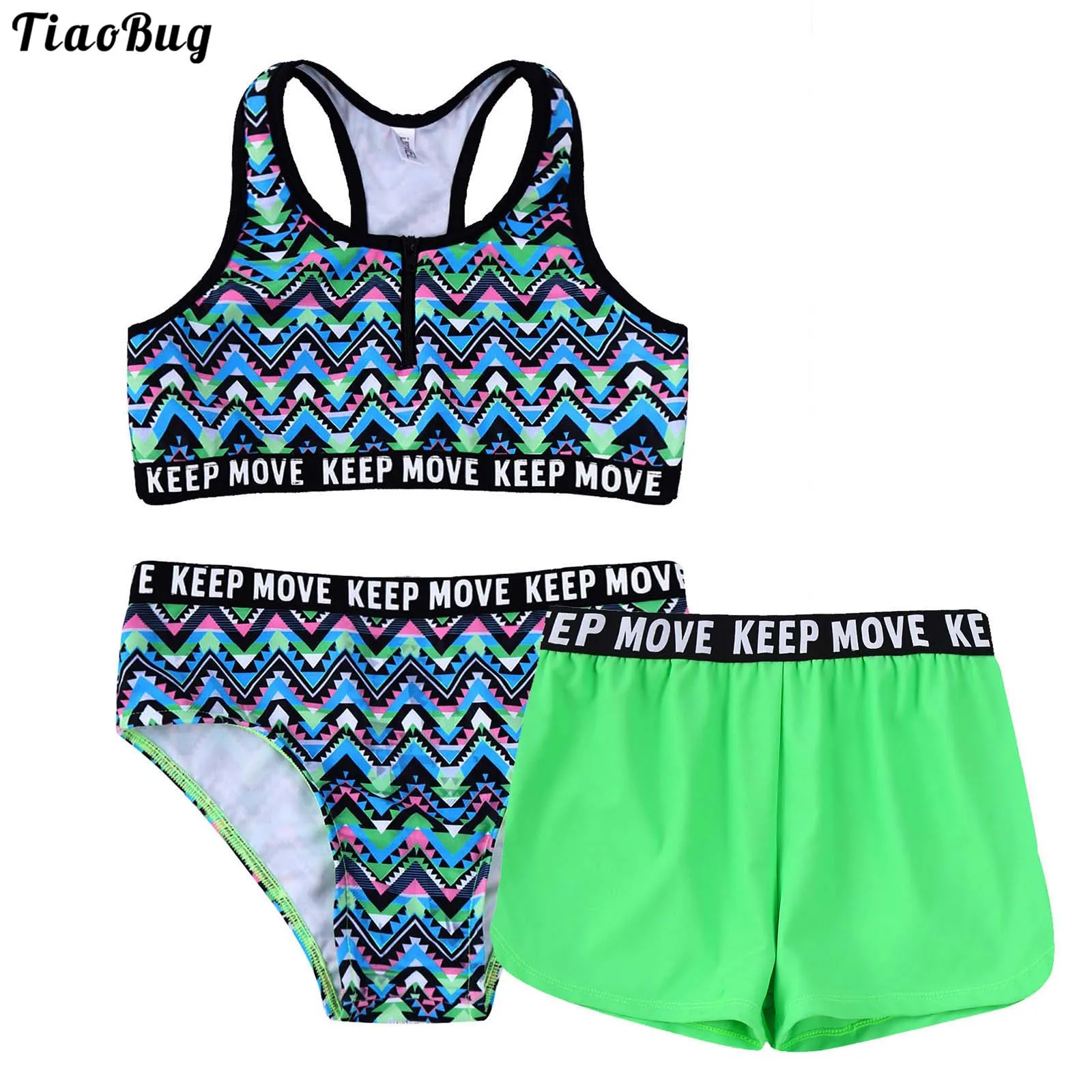 TiaoBug Summer 3Pcs Kids Girls Swimsuit Round Neck Racer Back Front Zipper Crop Tops With Briefs And Shorts Set Beach Swimwear
TiaoBug Summer 3Pcs Kids Girls Swimsuit Round Neck Racer Back Front Zipper Crop Tops With Briefs And Shorts Set Beach Swimwear