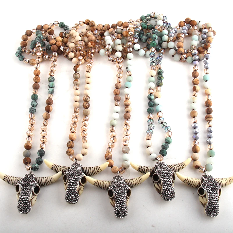 RH Fashion Bohemian Tribal Jewelry Crystal / Natural Stone Long Knotted Beige Crystal Horn Pendant Necklaces For Women Necklace
RH Fashion Bohemian Tribal Jewelry Crystal / Natural Stone Long Knotted Beige Crystal Horn Pendant Necklaces For Women Necklace