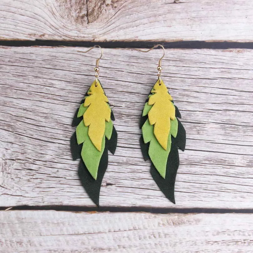 Multicolor Layered Soft Leather Leaf Drop Earrings Prolate Cut Out Feather Dangle Earrings Women Charm Chic Jewelry
Multicolor Layered Soft Leather Leaf Drop Earrings Prolate Cut Out Feather Dangle Earrings Women Charm Chic Jewelry