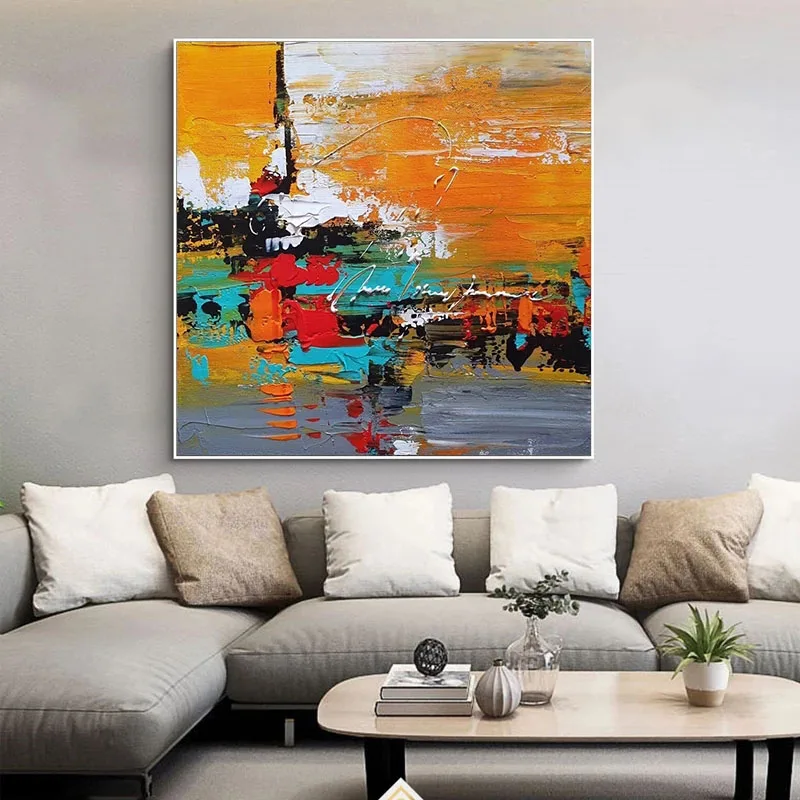 Hand Painted Abstract Oil Painting Wall Art Square Colorful Picture Minimalist Decorative Modern On Canvas For Living Room
Hand Painted Abstract Oil Painting Wall Art Square Colorful Picture Minimalist Decorative Modern On Canvas For Living Room
