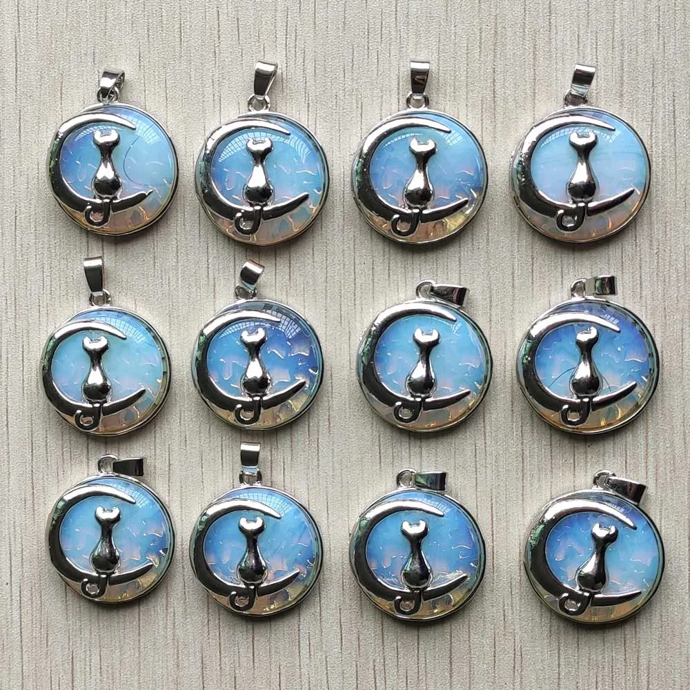 New fashion opal stone moon cat metal alloy charms Pendants for necklace jewelry accessories marking wholesale 12pcs/lot
New fashion opal stone moon cat metal alloy charms Pendants for necklace jewelry accessories marking wholesale 12pcs/lot