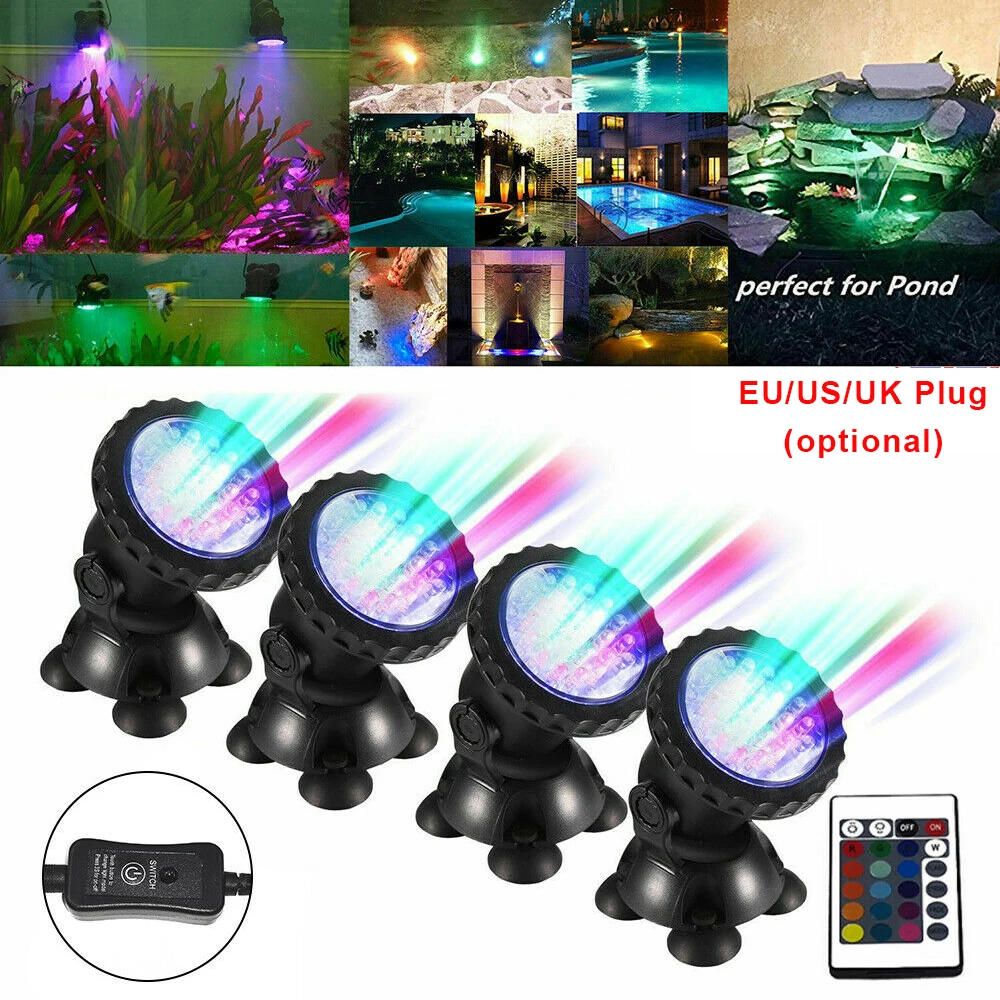 1 Set 4 Lights LED Underwater Spot Light Waterproof RGB Aquarium Lamp with Remote Control Garden Fountain Pond Underwater Lamp
1 Set 4 Lights LED Underwater Spot Light Waterproof RGB Aquarium Lamp with Remote Control Garden Fountain Pond Underwater Lamp