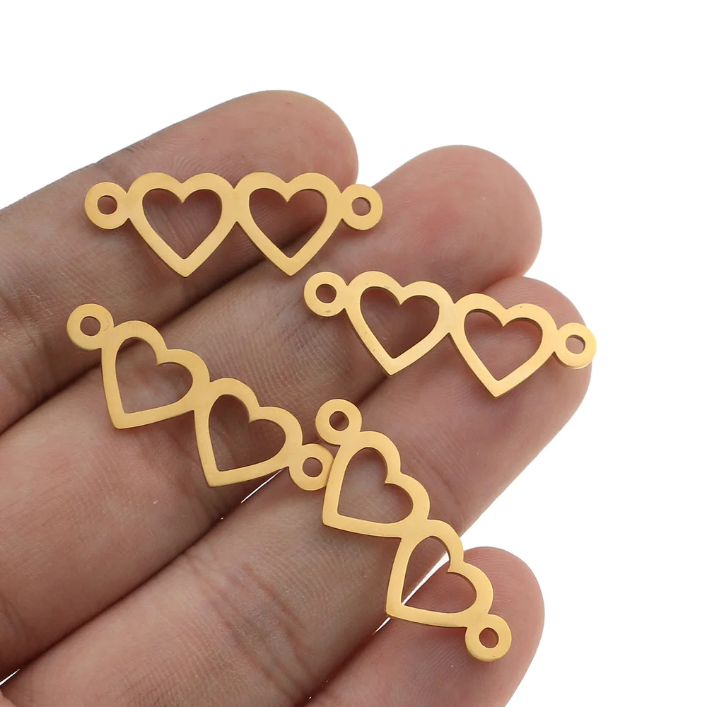 5 шт./лот, коннектор из нержавеющей стали с двумя сердечками для браслета, ожерелья, ажурные подвески, принадлежности для самостоятельного изготовления ювелирных украшений
5 шт./лот, коннектор из нержавеющей стали с двумя сердечками для браслета, ожерелья, ажурные подвески, принадлежности для самостоятельного изготовления ювелирных украшений