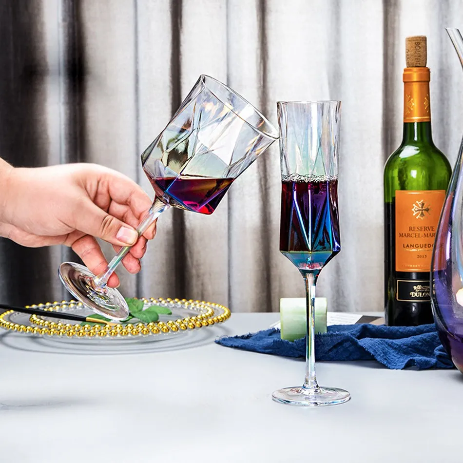 Nordic Crystal Wine Glasses Home Luxuly Transparent Colorful Polygon Diamond Champagne Glass Goblet Cup Golden Edge Bar Barware
Nordic Crystal Wine Glasses Home Luxuly Transparent Colorful Polygon Diamond Champagne Glass Goblet Cup Golden Edge Bar Barware