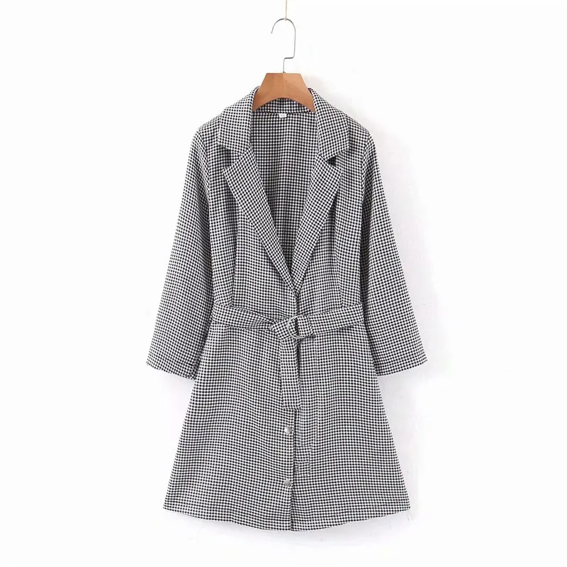 Evfer Women Casual Autumn Slim Plaid Long Jackets With Belt Female Elegant High Waist Single Breasted Houndstooth Outwear Coats
Evfer Women Casual Autumn Slim Plaid Long Jackets With Belt Female Elegant High Waist Single Breasted Houndstooth Outwear Coats