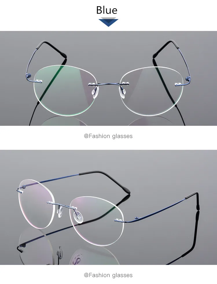 Titanium Alloy Framless owalne okulary dla osób z krótkowzrocznością wykończone kobiety mężczyźni ultralekki okulary korekcyjne bez oprawek 0 -0.5 -0.75 To -6.0 30 H89f3f72800854c7386ce73b0e48f4252a