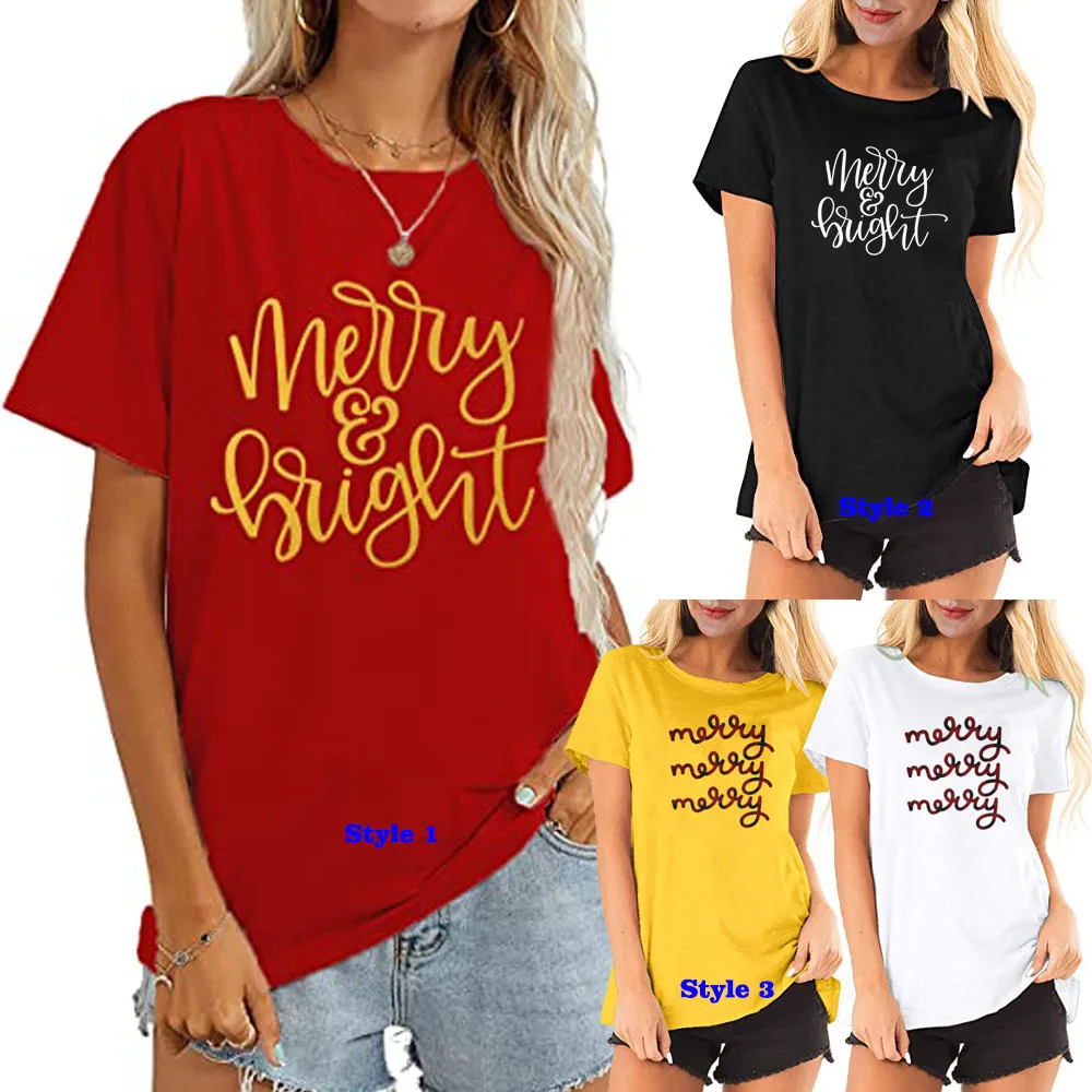 Christmas T-Shirt Womens Merry and Bright Letter Printed Short Sleeve Tops Holiday Clothing Xmas Tree Tee Shirts
Christmas T-Shirt Womens Merry and Bright Letter Printed Short Sleeve Tops Holiday Clothing Xmas Tree Tee Shirts
