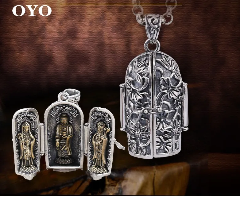 925 sterling silver western three holy buddhas buddhism Guanyin Amitabha pendant openable personality Thai silver necklace penda
925 sterling silver western three holy buddhas buddhism Guanyin Amitabha pendant openable personality Thai silver necklace penda