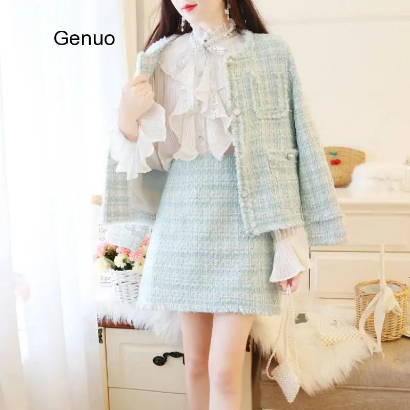 Women 2020 Autumn Winter Tweed 2 Piece Set Female Full Sleeve Short Jacket Coat +High Waist Mini Skirt Suit Elegant Sets
Women 2020 Autumn Winter Tweed 2 Piece Set Female Full Sleeve Short Jacket Coat +High Waist Mini Skirt Suit Elegant Sets