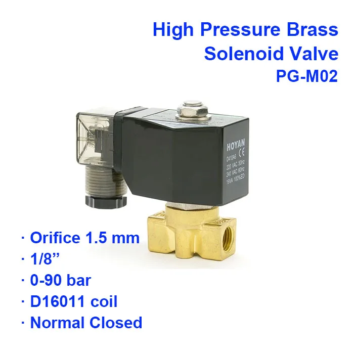 2 Way Normal Close Pneumatic Water High Pressure Solenoid Valve PG-M02 0-90bar Orifice 1.5mm BSP Port G1/4" G1/8 AC220V
2 Way Normal Close Pneumatic Water High Pressure Solenoid Valve PG-M02 0-90bar Orifice 1.5mm BSP Port G1/4" G1/8 AC220V