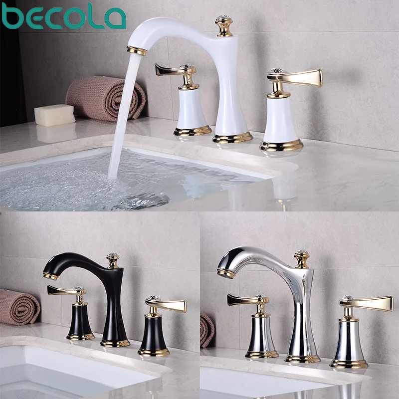 BECOLA Black Basin Faucet Deck Bathroom Faucet Installation White Hole 3 Double Handle Copper Chrome Hot and Cold Water Tap
BECOLA Black Basin Faucet Deck Bathroom Faucet Installation White Hole 3 Double Handle Copper Chrome Hot and Cold Water Tap