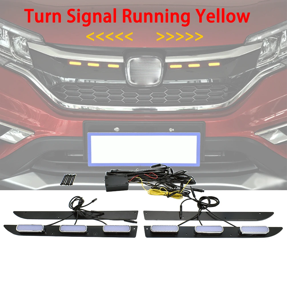 2Piece Car Front Grille Led Yellow Lights Mid-Net Turn Signal Flowing Yellow Indicator DRL 12V Lamp for Honda CR-V CRV 2012~2014
2Piece Car Front Grille Led Yellow Lights Mid-Net Turn Signal Flowing Yellow Indicator DRL 12V Lamp for Honda CR-V CRV 2012~2014