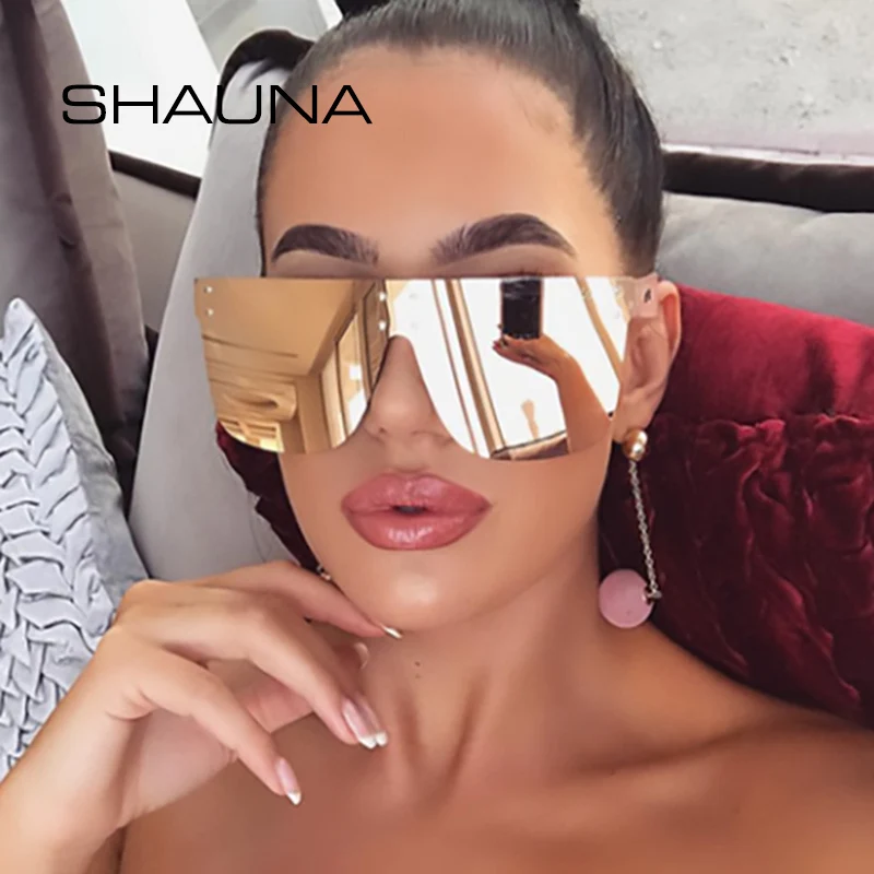 SHAUNA Oversize Retro Rivets Pilot Sunglasses Women Brand Designer Fashion One Piece Mirror Reflective Shades UV400
SHAUNA Oversize Retro Rivets Pilot Sunglasses Women Brand Designer Fashion One Piece Mirror Reflective Shades UV400