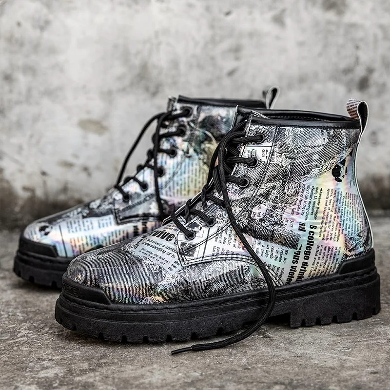 Bright Leather Print Fashion Men Casual Shoes Autumn Winter Lace-up Ankle Boots Platform Designer Outdoor Work Boots Luxury
Bright Leather Print Fashion Men Casual Shoes Autumn Winter Lace-up Ankle Boots Platform Designer Outdoor Work Boots Luxury