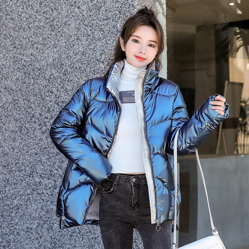 Women's Shiny Puffer Coat Long Sleeve Stand Collar Plus Size Ladies Winter Jackets Casual Zipper Pockets Loose Coats for Female
Women's Shiny Puffer Coat Long Sleeve Stand Collar Plus Size Ladies Winter Jackets Casual Zipper Pockets Loose Coats for Female