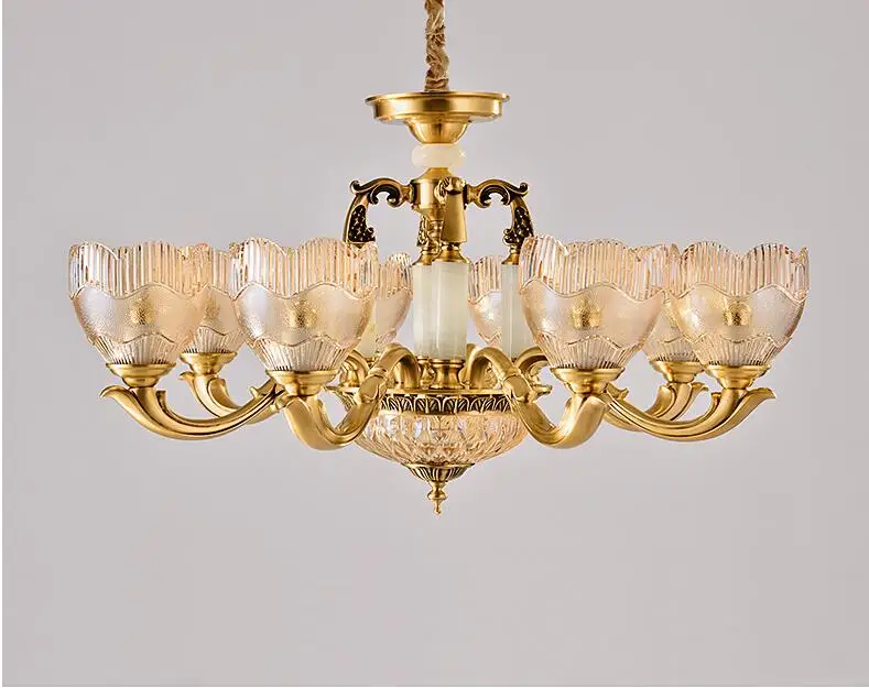 European style carved copper jade crystal chandelier for living room luxury villa dining bedroom lamp
European style carved copper jade crystal chandelier for living room luxury villa dining bedroom lamp