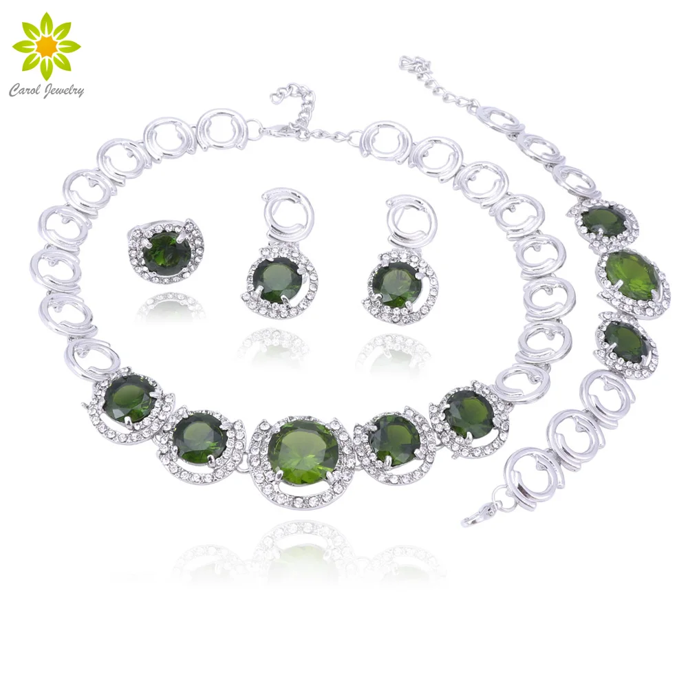 Green Cubic Zirconia Wedding Jewelry Sets Silver Color Necklace Earrings Ring Bracelet Set With Birthday Gift
Green Cubic Zirconia Wedding Jewelry Sets Silver Color Necklace Earrings Ring Bracelet Set With Birthday Gift