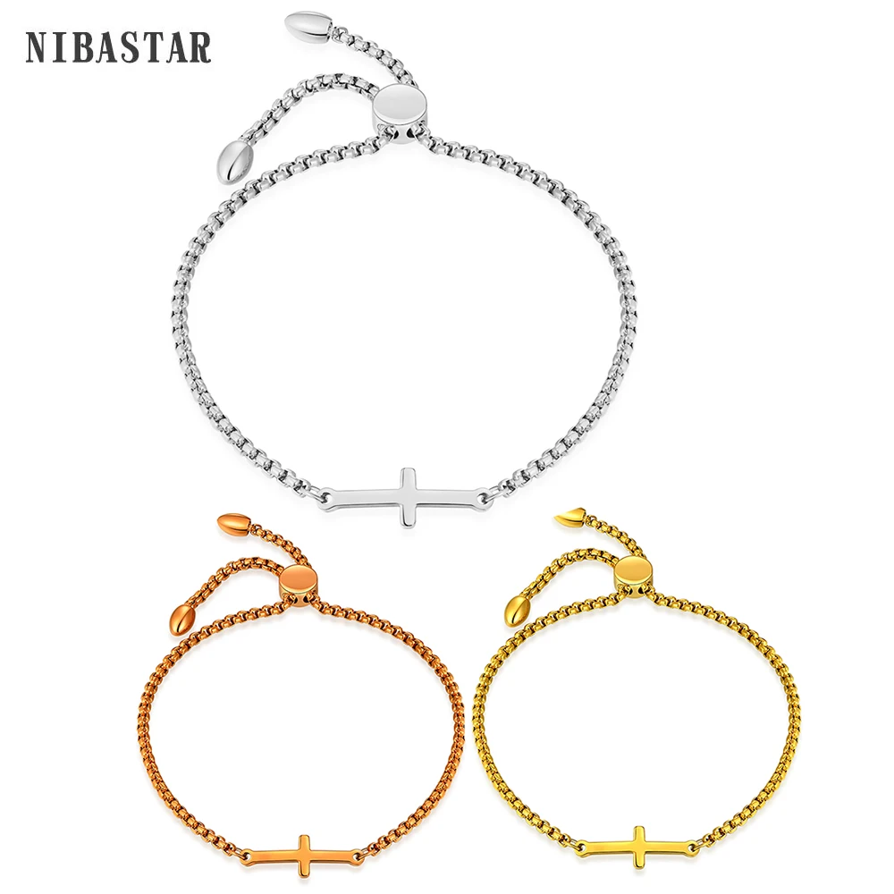 NIBASTAR Jesus Cross Charm Bracelet For Women Stainless Steel Luck Bangle Adjustable Cute Fashion Chain Girls Party Jewelry
NIBASTAR Jesus Cross Charm Bracelet For Women Stainless Steel Luck Bangle Adjustable Cute Fashion Chain Girls Party Jewelry