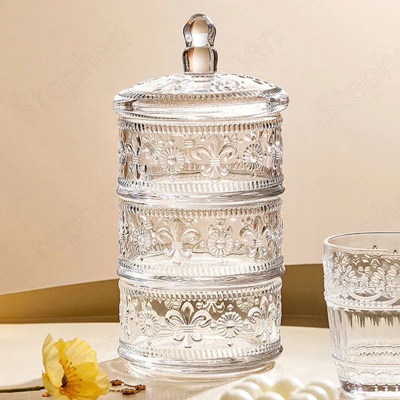 Creative Relief Cosmetic Containers Nordic Modern Three Layers Transparent Jewelry Glass Bottle Candy Snack Storage Jar with Lid
Creative Relief Cosmetic Containers Nordic Modern Three Layers Transparent Jewelry Glass Bottle Candy Snack Storage Jar with Lid