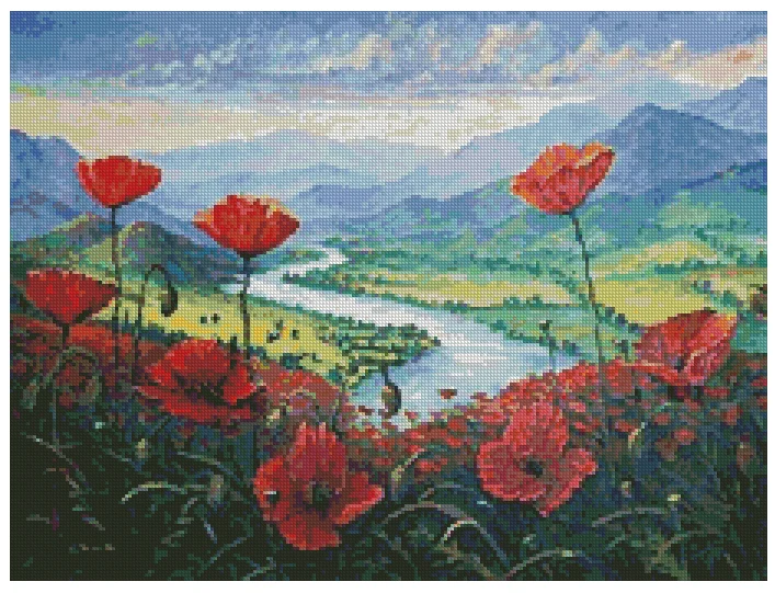 Красные маки и цветы в долине реки, высококачественные наборы для вышивки крестом 14CT, набор для шитья без печати, вышитая художественная ручная работа, домашний декор
Красные маки и цветы в долине реки, высококачественные наборы для вышивки крестом 14CT, набор для шитья без печати, вышитая художественная ручная работа, домашний декор
