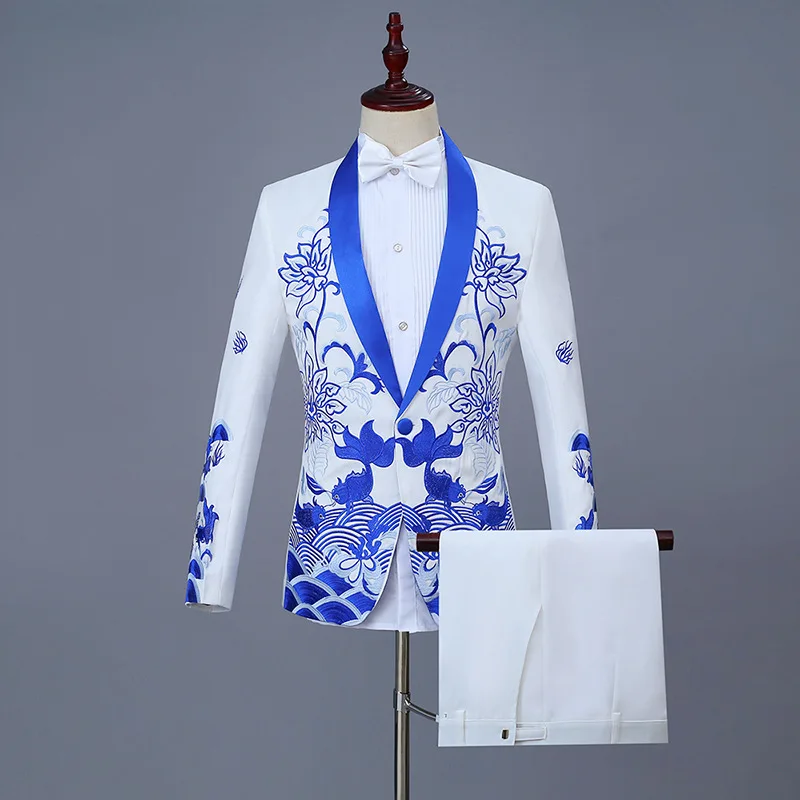 Luxury Embroidery Black Suit Men Party Wedding Suits Men Shawl Collar Tuxedo Suit (Jacket+Pants) Stage Host Singer Clothing
Luxury Embroidery Black Suit Men Party Wedding Suits Men Shawl Collar Tuxedo Suit (Jacket+Pants) Stage Host Singer Clothing