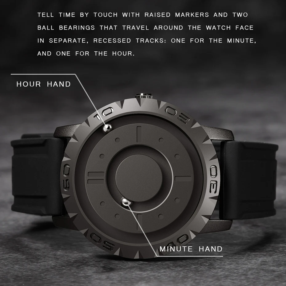 Magnetic Ball Pointer Quartz Watch Full Black Metal Conceptual Unusual Clock for Men Fashion Rubber Sports Male Wristwatch Clock
Magnetic Ball Pointer Quartz Watch Full Black Metal Conceptual Unusual Clock for Men Fashion Rubber Sports Male Wristwatch Clock