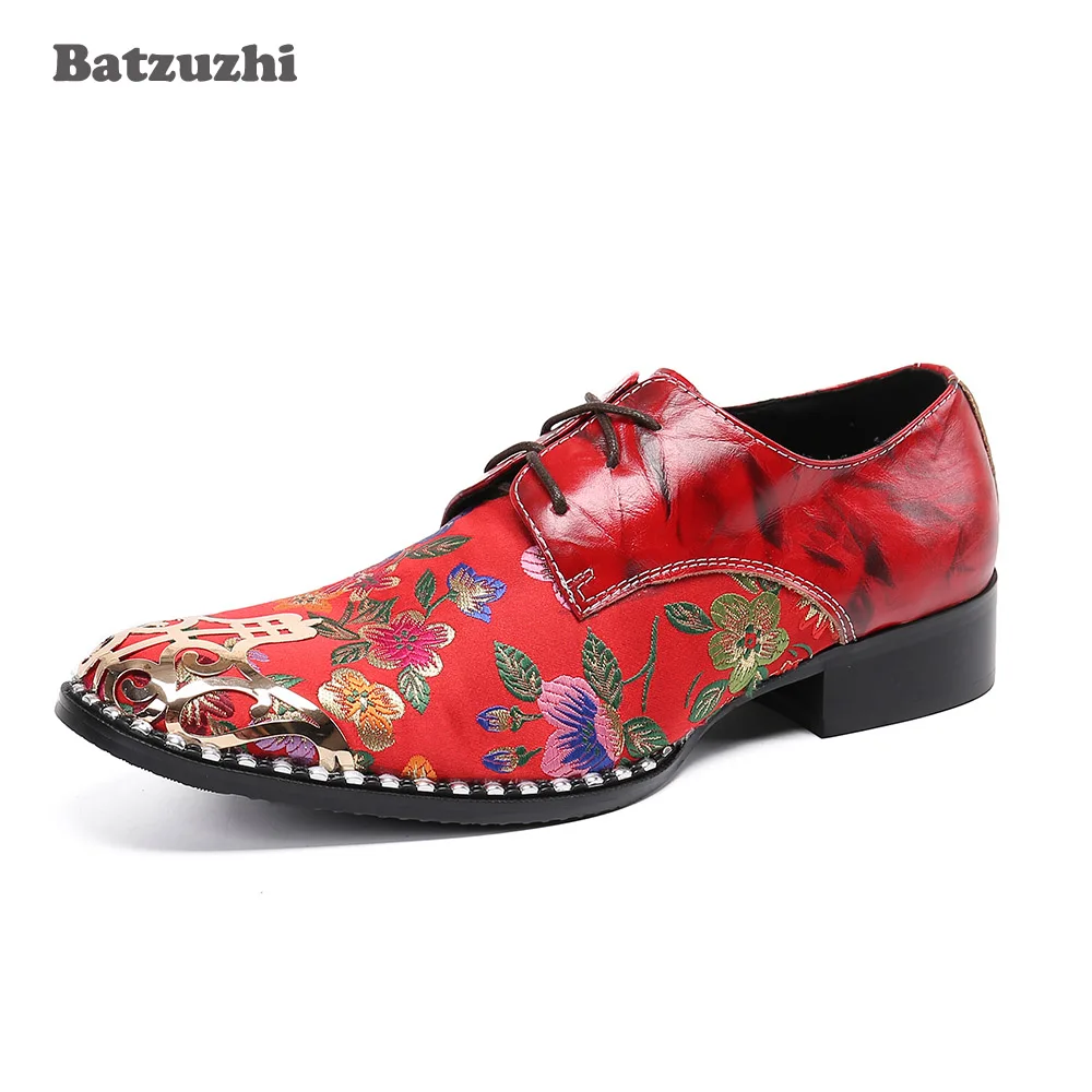 Batzuzhi Luxury Handmade Men's Shoes Vintage Metal Pointed Toe Printed Leather Dress Shoes Men Red Wedding and Party Shoes Men
Batzuzhi Luxury Handmade Men's Shoes Vintage Metal Pointed Toe Printed Leather Dress Shoes Men Red Wedding and Party Shoes Men
