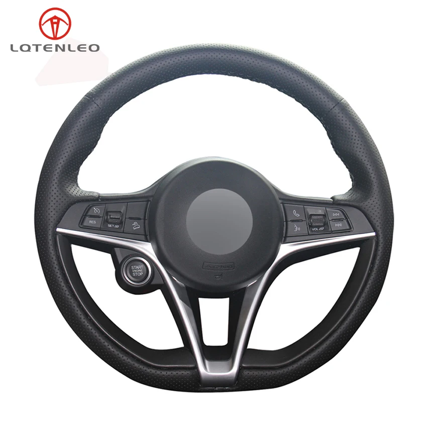 LQTENLEO Black Artificial Leather DIY Hand-stitched Car Steering Wheel Cover For Alfa Romeo Giulia 2016 2017 2018 Stelvio 2017 
LQTENLEO Black Artificial Leather DIY Hand-stitched Car Steering Wheel Cover For Alfa Romeo Giulia 2016 2017 2018 Stelvio 2017