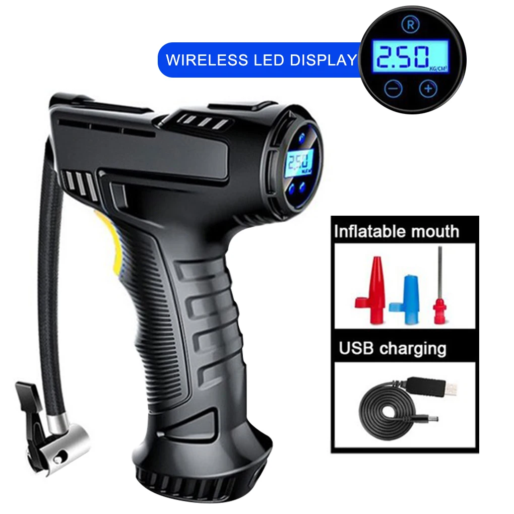 120W Rechargeable Air Compressor Wireless Inflatable Pump Portable Air Pump Car Tire Inflator Digital for Car Bicycle Balls
120W Rechargeable Air Compressor Wireless Inflatable Pump Portable Air Pump Car Tire Inflator Digital for Car Bicycle Balls