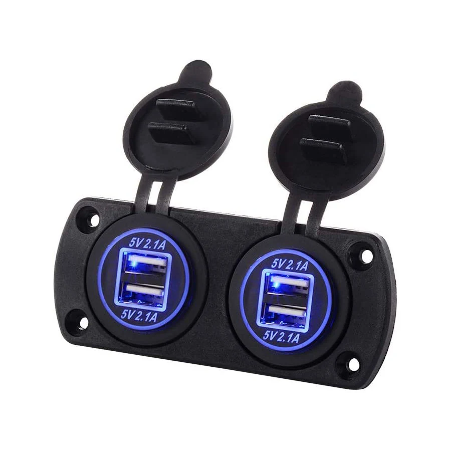 Dual 4.2A USB Car Charger Socket Waterproof 4-Port USB Charger with Panel Mount for 12V/24V Car Boat Marine Motorcycle RV Truck
Dual 4.2A USB Car Charger Socket Waterproof 4-Port USB Charger with Panel Mount for 12V/24V Car Boat Marine Motorcycle RV Truck