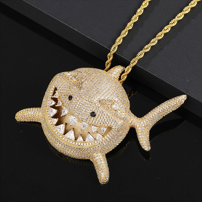 Hip Hop Animal Oversize Shark Necklaces & Pendants Iced Out Bling Cubic Zirconia For Men Women Rapper Jewelry With Solid Back
Hip Hop Animal Oversize Shark Necklaces & Pendants Iced Out Bling Cubic Zirconia For Men Women Rapper Jewelry With Solid Back
