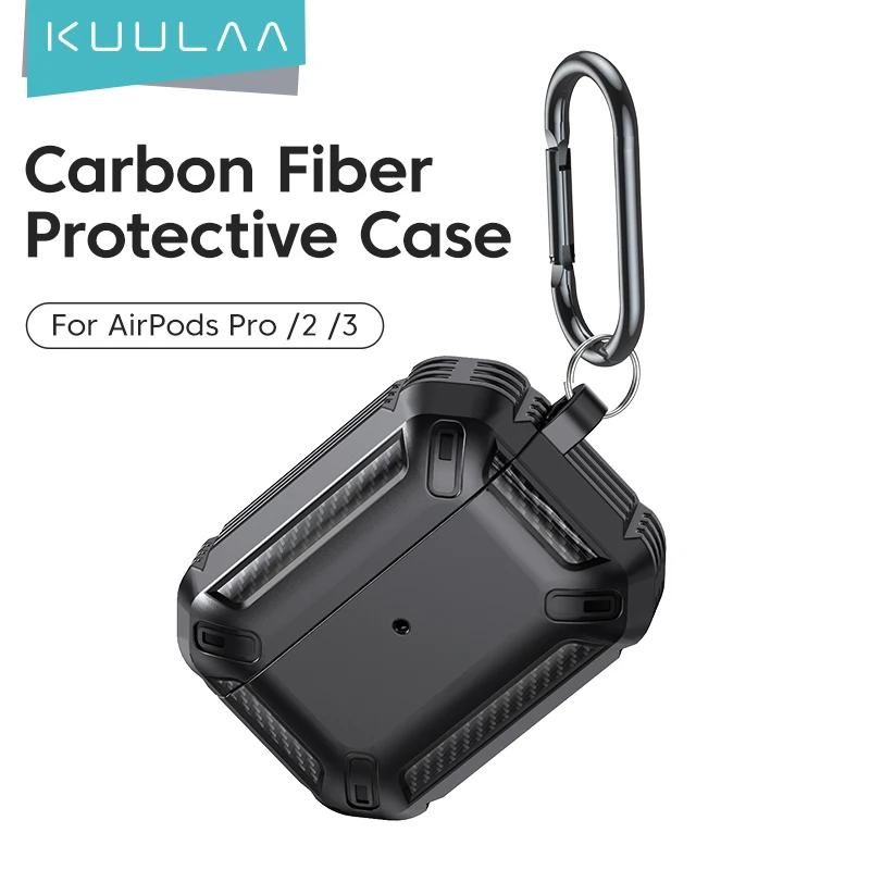KUULAA Carbon Fiber Cover For Apple AirPods Pro 2 3 Case Protective Case Anti Shock Earphone Accessories With Keychain Hook
KUULAA Carbon Fiber Cover For Apple AirPods Pro 2 3 Case Protective Case Anti Shock Earphone Accessories With Keychain Hook