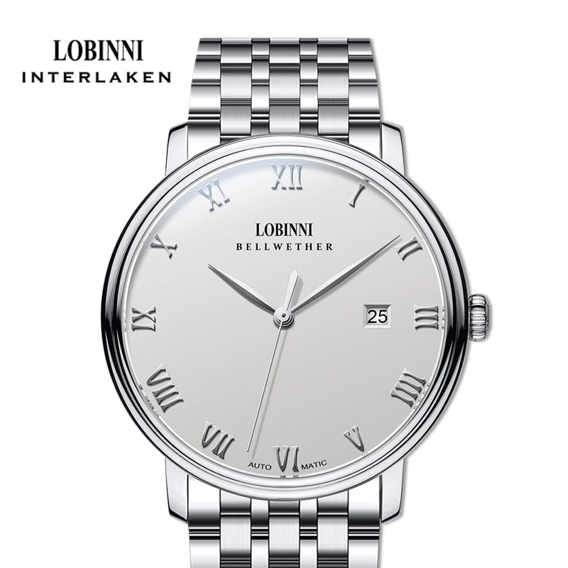 LOBINNI Top Brand Classic Stainless Steel Automatic Mechanical Watches Men Ultra Thin White Dial Analog Waterproof Watches
LOBINNI Top Brand Classic Stainless Steel Automatic Mechanical Watches Men Ultra Thin White Dial Analog Waterproof Watches