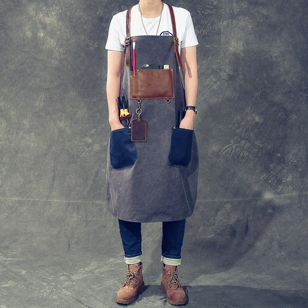 Adjustable Genuine Leather Strap Apron Waterproof for Women Men BBQ Senior Cafe Work Aprons Cooking Barber Kitchen Customized
Adjustable Genuine Leather Strap Apron Waterproof for Women Men BBQ Senior Cafe Work Aprons Cooking Barber Kitchen Customized