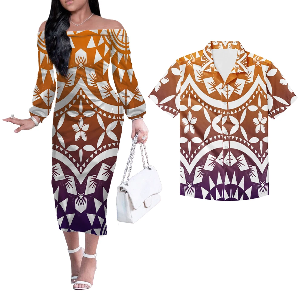 New Arrival Women's Dress Customized Polynesian Tribal Style Girl Off Shoulder Dress Match Shirt Two Piece Set Couple Clothing
New Arrival Women's Dress Customized Polynesian Tribal Style Girl Off Shoulder Dress Match Shirt Two Piece Set Couple Clothing