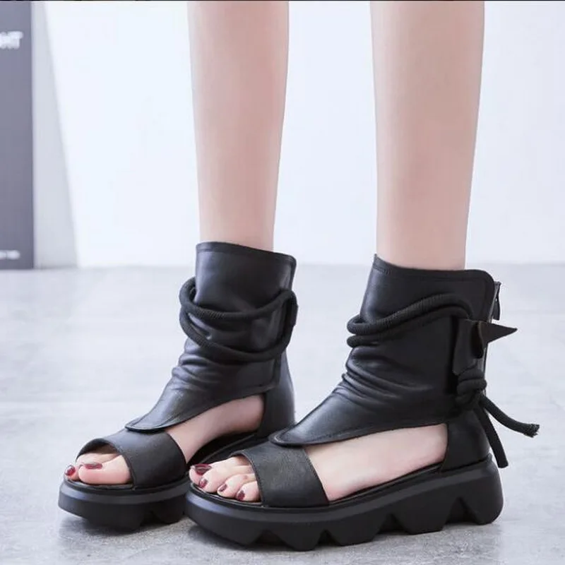 Women Sandals Gladiator Genuine Leather vintage handmade sandals Platform High Bottom Flats Heel Ladies Shoes Sandalias Mujer
Women Sandals Gladiator Genuine Leather vintage handmade sandals Platform High Bottom Flats Heel Ladies Shoes Sandalias Mujer