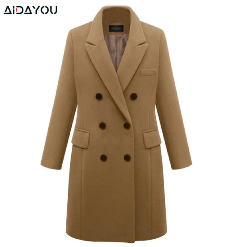 Womens Woollen Overcoat Double-breasted Lapel Thicken Fashion Loose Winter Warm Long Sleeve Woolen Coat
Womens Woollen Overcoat Double-breasted Lapel Thicken Fashion Loose Winter Warm Long Sleeve Woolen Coat