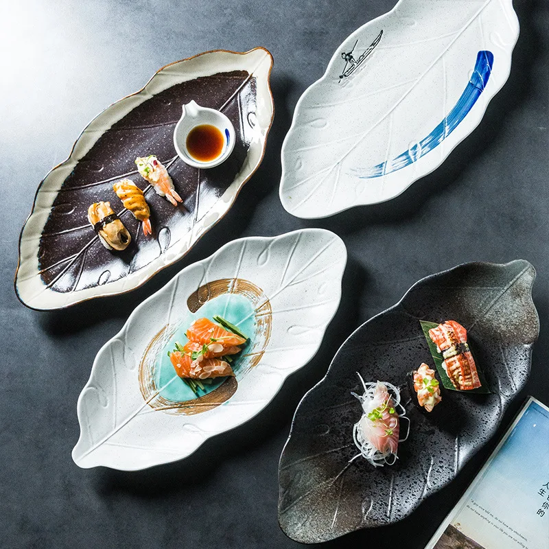 Large creative ceramic plate, leaf plate, large size sushi plate, big fish plate, dish plate, hotel tableware
Large creative ceramic plate, leaf plate, large size sushi plate, big fish plate, dish plate, hotel tableware