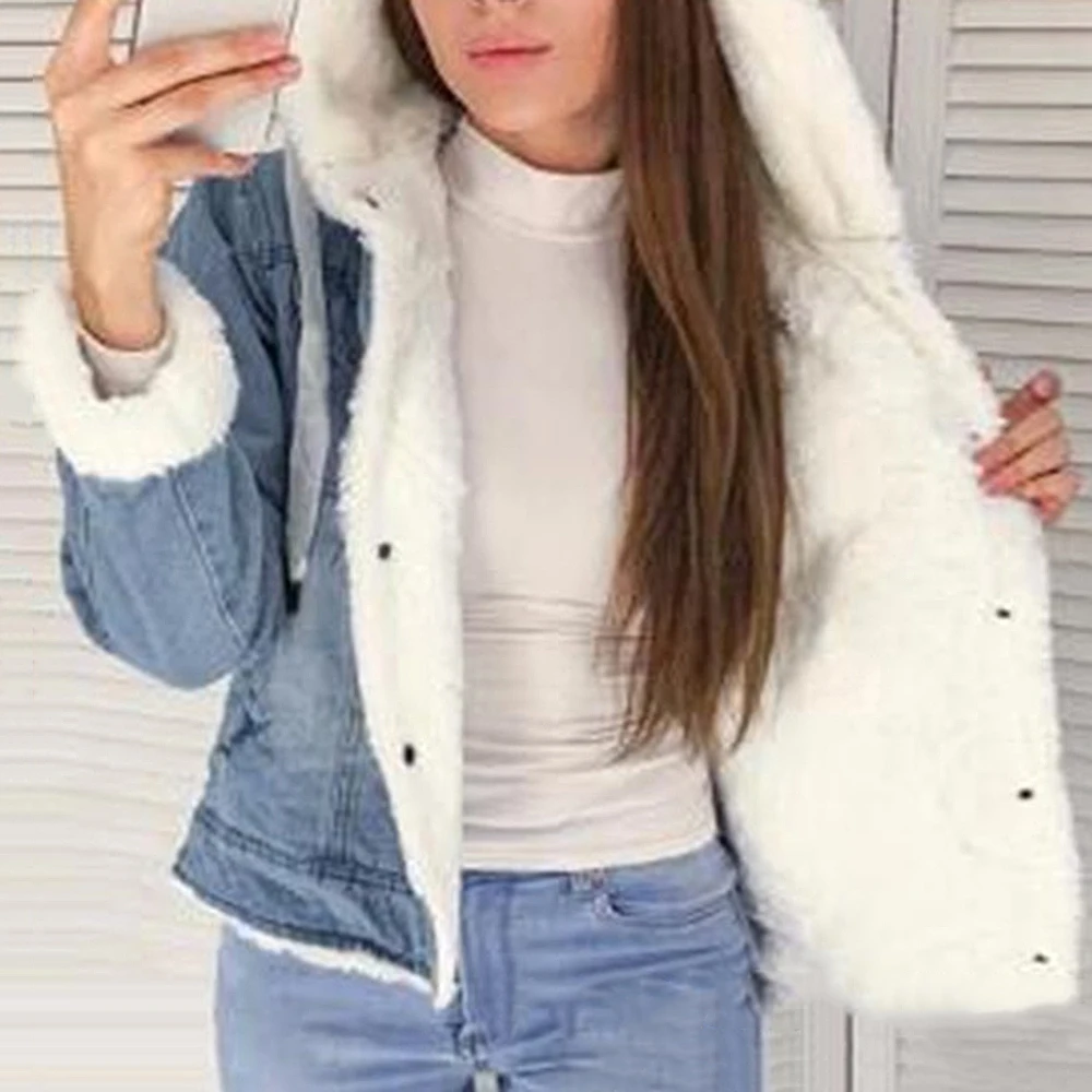 Nice Pop Women Denim Jacket With Fur Winter Jeans Warm Hooded Velvet Jacket Femme Fur Collar Padded Coats Windbreake
Nice Pop Women Denim Jacket With Fur Winter Jeans Warm Hooded Velvet Jacket Femme Fur Collar Padded Coats Windbreake