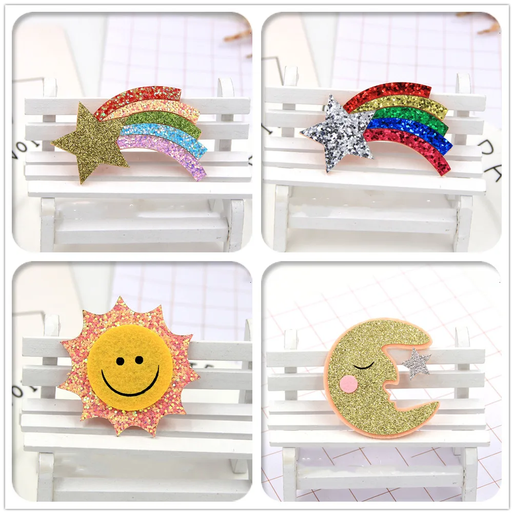 Wholesale 50pcs Fashion Cute Glitter Star Moon Rainbow DIY Materials Felt Sun DIY Parts for Headwear Accessories Decoration
Wholesale 50pcs Fashion Cute Glitter Star Moon Rainbow DIY Materials Felt Sun DIY Parts for Headwear Accessories Decoration
