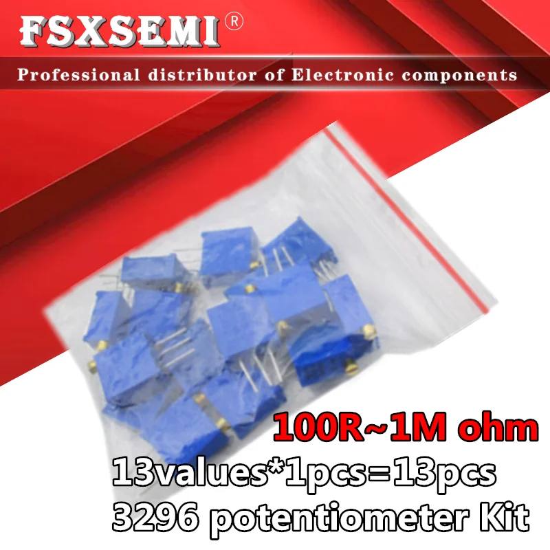 13values*1pcs=13pcs 3296W adjustable potentiometer Kit contains 3296 100R 200R 500R 1K 2K 5K 10K 20K 50K 100K 200K 1M ohm
13values*1pcs=13pcs 3296W adjustable potentiometer Kit contains 3296 100R 200R 500R 1K 2K 5K 10K 20K 50K 100K 200K 1M ohm